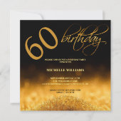 Elegant Glitter Gold Calligraphy Birthday (Voorkant)