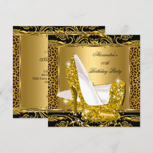 Elegant Glitter Gold Glamor High Hiel Leopard 2 Kaart