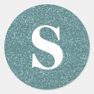 Elegant Glitter Gold Monogram Envelope Seal Ronde Sticker