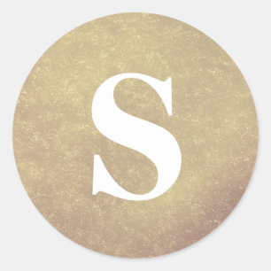 Elegant Glitter Gold Monogram Envelope Seal Ronde Sticker