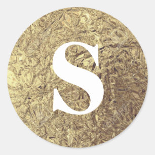 Elegant Glitter Gold Monogram Envelope Seal Ronde Sticker