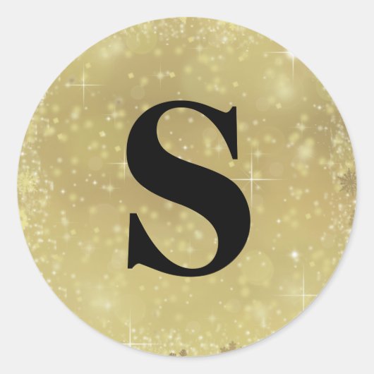 Elegant Glitter Gold Monogram Envelope Seal Ronde Sticker (Voorkant)