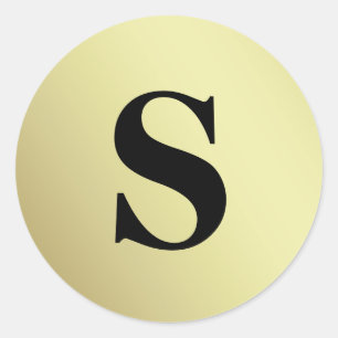 Elegant Glitter Gold Monogram Envelope Seal Ronde Sticker