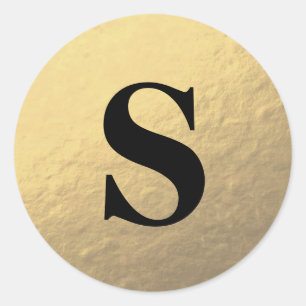 Elegant Glitter Gold Monogram Envelope Seal Ronde Sticker