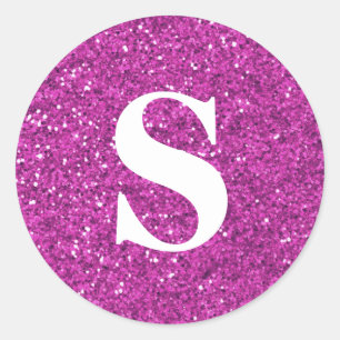 Elegant Glitter Gold Monogram Envelope Seal Ronde Sticker