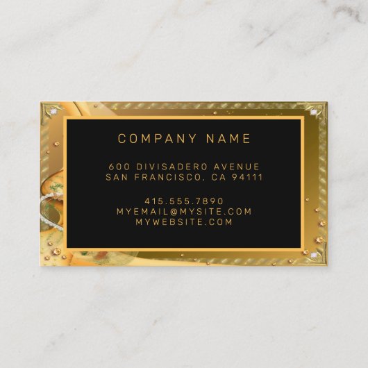 Elegant Glitter Gold Roos Voeg Jouw tekst toe Visitekaartje (Achterkant)