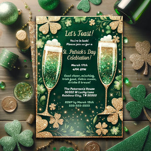 Elegant Glitter Gold St. Patrick's Day Party Kaart