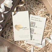 Elegant Glitter Gouden Hart QR Code Dank u Visitekaartje