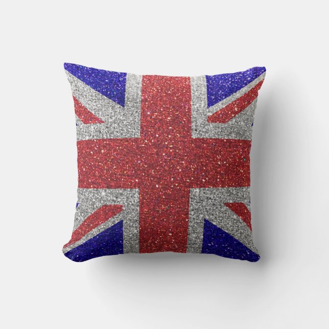 Elegant Glitter Great Britain Brit Union Jack Flag Kussen (Voorkant)