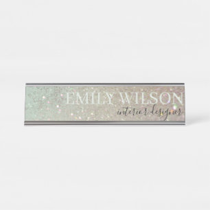 Elegant Glitter Green Pink Aqua Shiny Shimmer Bureau Naambordje