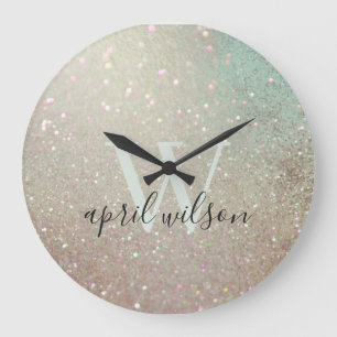 Elegant Glitter Green Pink Aqua Shiny Shimmer Grote Klok