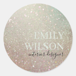 Elegant Glitter Green Pink Aqua Shiny Shimmer Ronde Sticker