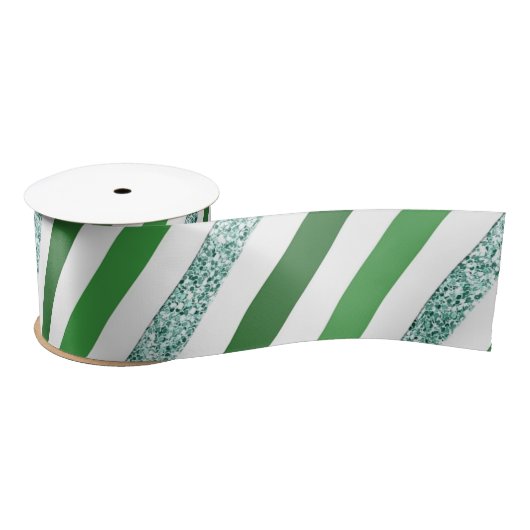 Elegant Glitter Green Stripes, Kerstmis Lint (Spoel)
