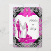 Elegant Glitter Hot Pink Stiletto Birthday Party 4 Kaart (Voorkant)