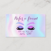Elegant Glitter Lashes, Holographic Reference Kaar Aanbevelingskaartje (Voorkant)