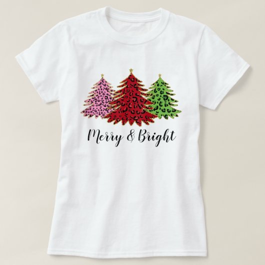 Elegant Glitter Leopard Christmas Tree T-shirt (Design voorkant)