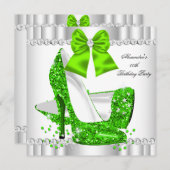 Elegant Glitter Limoen Glamor High Heels White Kaart (Voorkant / Achterkant)