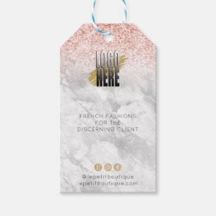 Elegant Glitter Marble logo Clothing Price label Cadeaulabel