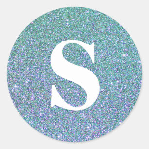 Elegant Glitter Monogram Envelope Seal Ronde Sticker