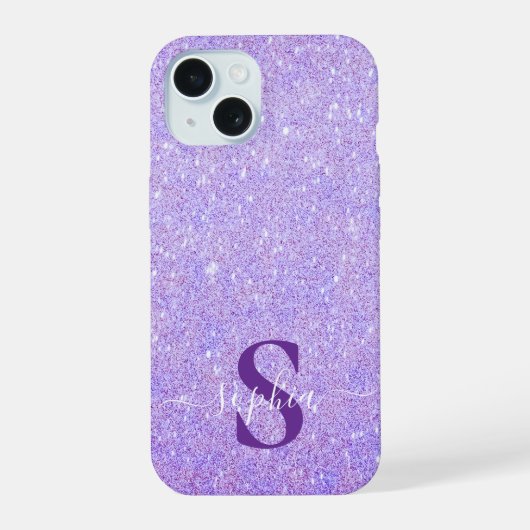 Elegant Glitter monogrammed naam iPhone 15 Hoesje (Achterkant)