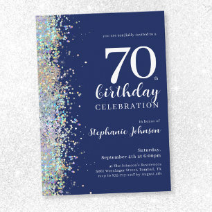 Elegant Glitter Navy Blue 70e verjaardagsfeest Kaart