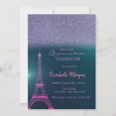 Elegant Glitter Ombre, Eiffel Tower Quinceanera Kaart (Voorkant)
