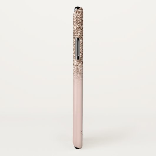Elegant Glitter Ombre Roos Gold Monogram Case-Mate iPhone Case (Achterkant / rechts)