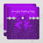 Elegant Glitter Paarse Diamonds 3 Kaart (Voorkant / Achterkant)