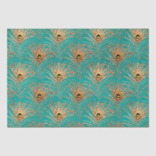 Elegant Glitter Peacock Feathers Patroon Tissuepapier