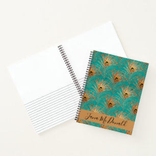 Elegant Glitter Peacock Feathers Sketch/Story Notitieboek