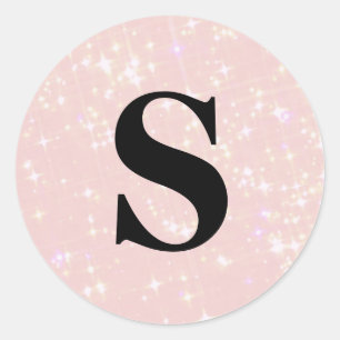 Elegant Glitter Pink Monogram Envelopzegel Ronde Sticker
