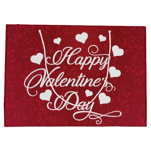 Elegant Glitter Red Happy Valentine's Day Groot Cadeauzakje (Achterkant)