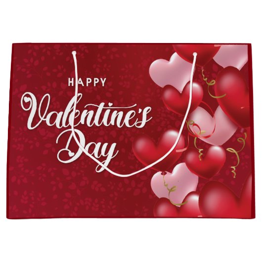 Elegant Glitter Red Happy Valentine's Day Large Gi Groot Cadeauzakje (Voorkant)