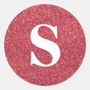 Elegant Glitter Red Monogram Envelope Seal Ronde Sticker