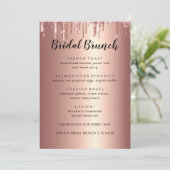 Elegant Glitter Roos Gold Bridal Menu Kaarten Brun (Staand voorkant)