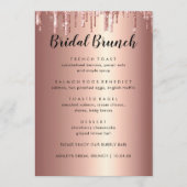 Elegant Glitter Roos Gold Bridal Menu Kaarten Brun (Voorkant)