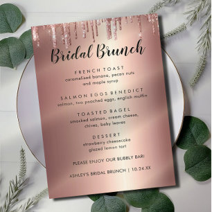 Elegant Glitter Roos Gold Bridal Menu Kaarten Brun