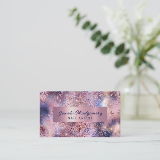 Elegant Glitter Roos Gold Faux Folie Girly Visitekaartje (Staand voorkant)