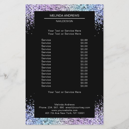 Elegant Glitter Salon aan beide zijden Flyer (Achterkant)