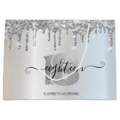 Elegant Glitter Silver Drips 18e verjaardag Groot Cadeauzakje (Voorkant)