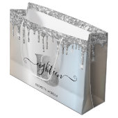 Elegant Glitter Silver Drips 18e verjaardag Groot Cadeauzakje (Voorkant Gekanteld)