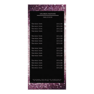 Elegant Glitter Silver Lila Pricelist Poster Reclamekaart