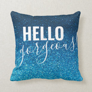 Elegant Glitter Sparkle Chic Hallo Prachtige Quote Kussen