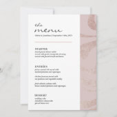 Elegant Glitter Stoffig Roze Trouwtafel Menu Kaart (Voorkant)