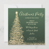 Elegant Glitter Tree Green Kerstparty Kaart (Voorkant)