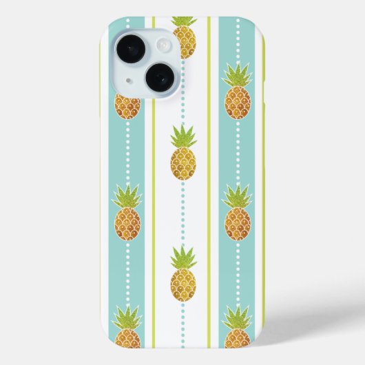 Elegant Glitter Tropical Pineapple Stripes Pattern Case-Mate iPhone Case (Achterkant)