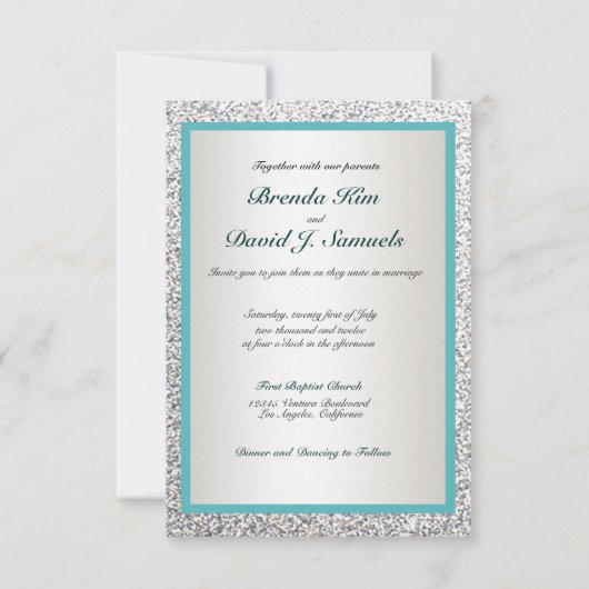 Elegant Glitter Wedding Invitation Kaart (Voorkant)