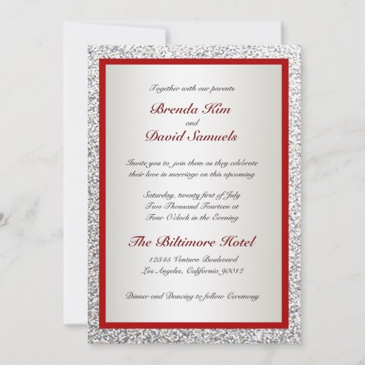 Elegant Glitter Wedding Invitation Kaart (Voorkant)