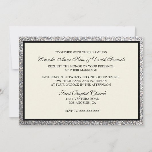 Elegant Glitter Wedding Invitation Kaart (Voorkant)