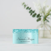 Elegant Glitterig Bord Turquoise Ombre Visitekaartje (Staand voorkant)